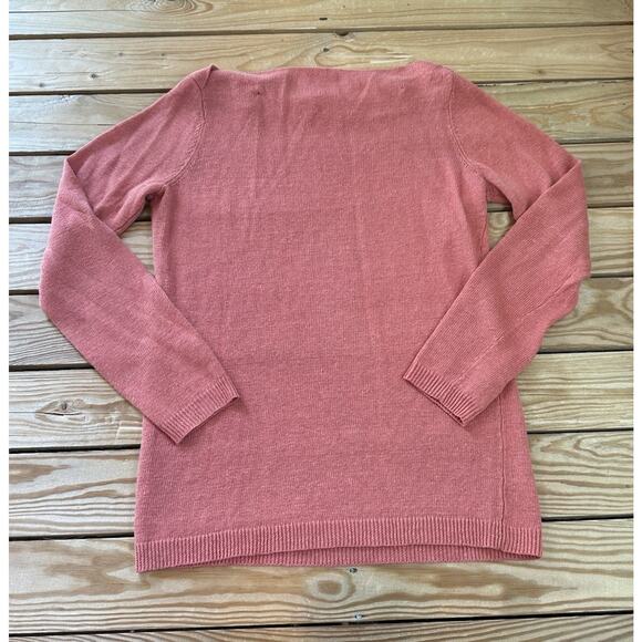 Eileen Fisher Linen Boatneck Top Size Small Women’s Red - Picture 2 of 7